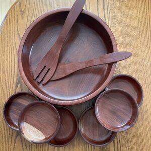 Costa Rican Wood Salad Bowl Set